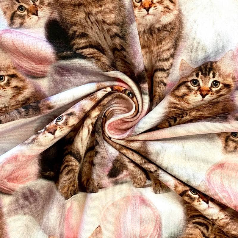 Jersey - Katter med nøste - rosa
