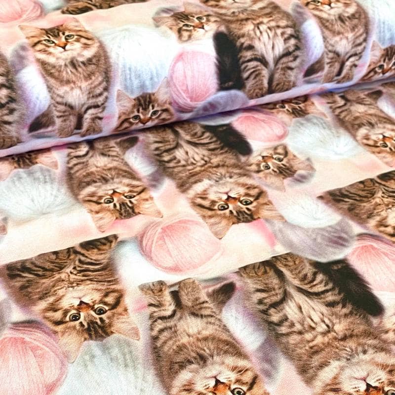Jersey - Katter med nøste - rosa