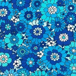 Jersey - Retroflowers blå