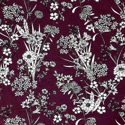 Viscosejersey - Wild flowers bordeaux